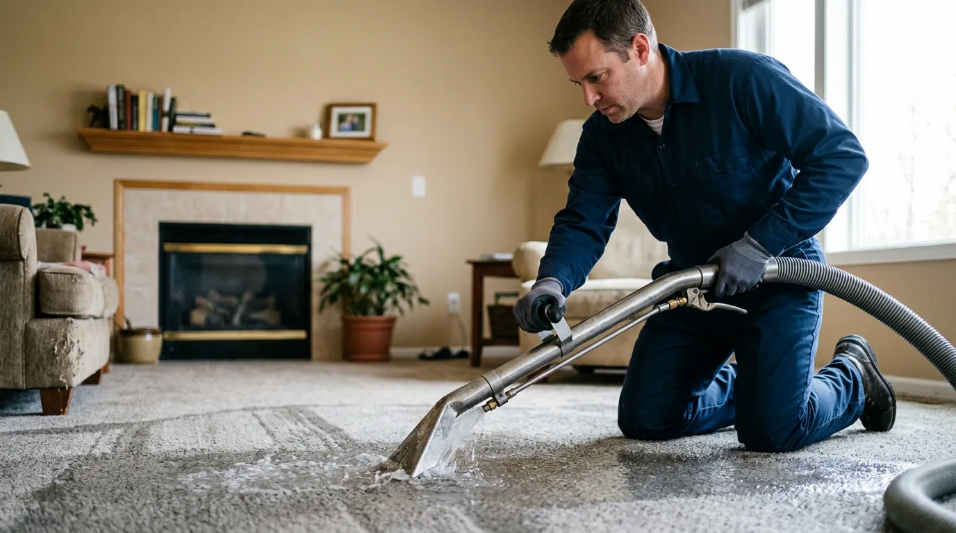 Water damage restoration technician working near Inez, KY